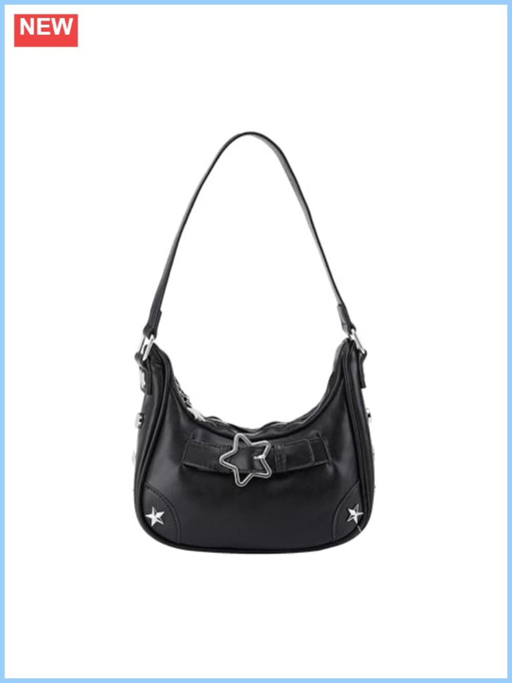 PU Leather Crossbody Shoulder Bag Studded Star Pentagram Goth Purse